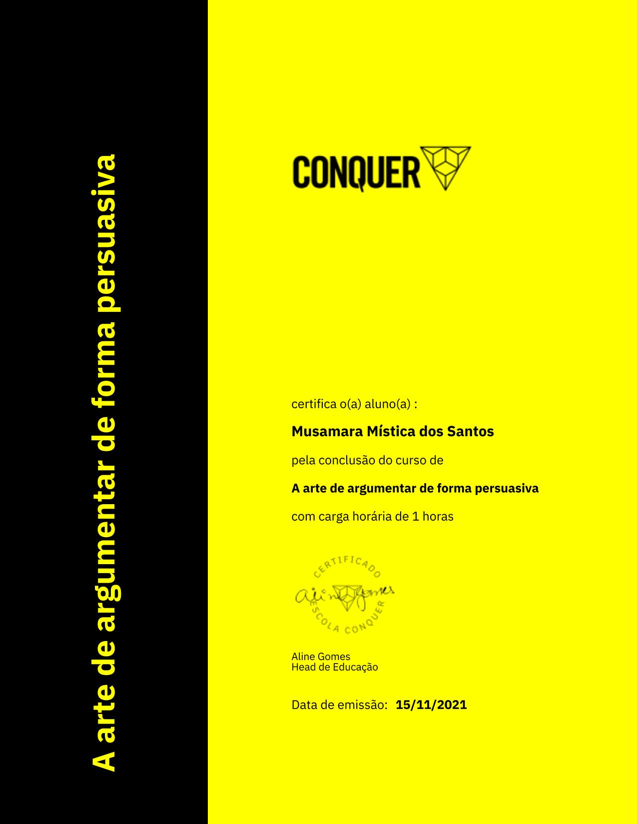 Certificado de A arte de argumentar de forma persuasiva